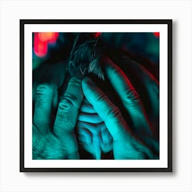 Man With His Hands Over His Head Art Print