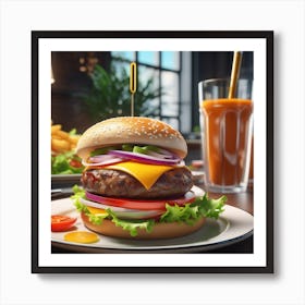 Hamburger On A Plate 166 Art Print