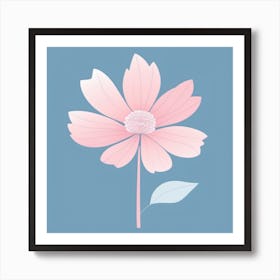 A White And Pink Flower In Minimalist Style Square Composition 27 Art Print