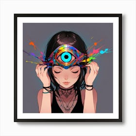 Girl With A Rainbow Eye Art Print