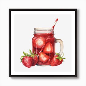 Strawberry Juice In A Mason Jar 2 Art Print