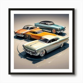 Design A Group Of Cars Parked In A Circular Shape Watercolor Trending On Artstation Sharp Focus 1 Art Print