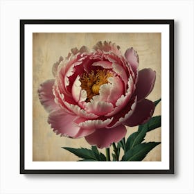 Default Peony 2 Floral Botanical Vintage Poster Flower Canvas 2 Art Print