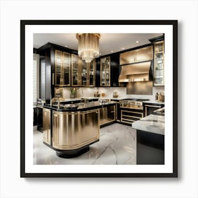 Gold And Black Kitchen 1 Art Print