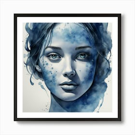 Blue Watercolor Painting Art Print