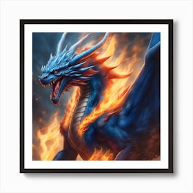 Fiery Blue Dragon Art Print