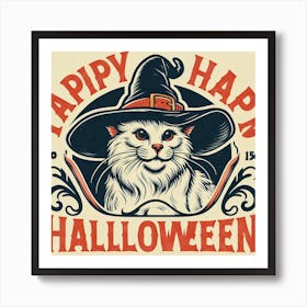 Happy Happy Halloween Cat Art Print