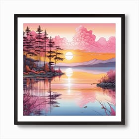 Sunset At The Lake Art Print