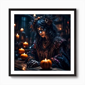 Gothic Halloween Witch Art Print