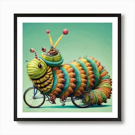 846881 Giant Caterpillar Riding A Bicycle, Surreal, Absur Xl 1024 V1 0 Art Print