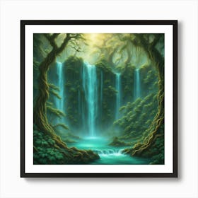 Waterfall In The Forest 17 Art Print