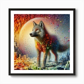 Abstract, wolf of cubes 3 Art Print