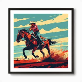 Cowboy Riding A Horse 5 Art Print