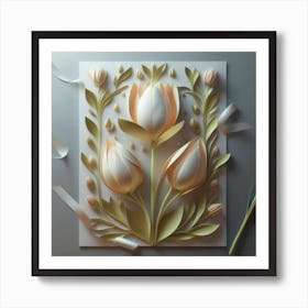 Decorated paper and tulip flower 1 Art Print