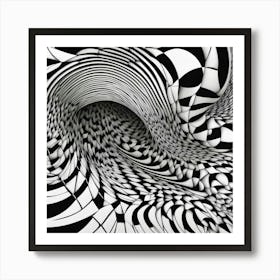 Abstract Black And White Fractal Art Print