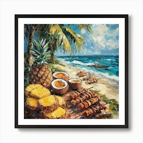 Grilled Pineapples On The Beach Art Art Print