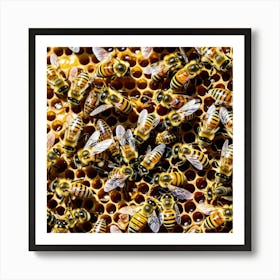 Bees Insects Pollinators Honey Hive Queen Worker Drone Nectar Pollen Colony Honeycomb St (10) Art Print