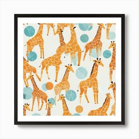 Cute Geometric Giraffe Pattern 2 Art Print 3 Art Print