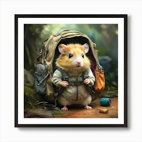 Hamster In A Backpack 2 Art Print