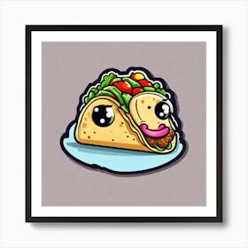 Mexican Taco Sticker 2d Cute Fantasy Dreamy Vector Illustration 2d Flat Centered By Tim Burt (10) Art Print