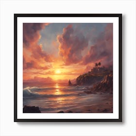 Sunset At The Beach Art Print