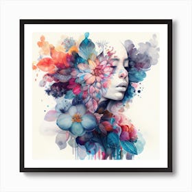 Watercolor Tropical Woman #5 Art Print