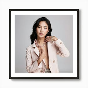 Portrait Of An Asian Fashion Model Amalgamating Thai And Japanese Luxury Aesthetics Gazing Into Th (5) Art Print