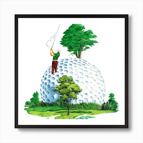 Golfer On A Golf Ball 1 Art Print