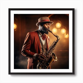 Jazz Musician Playing Saxophone 3 Art Print