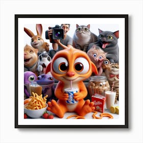 Group Of Cartoon Animals Art Print