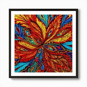 Psychedelic Flower, Paisley Explosion A Vibrant Tapestry With A Dense Paisley Pattern Use A Variety Of Colors Art Print