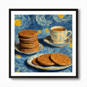 Van Gogh Stroopwafel and Coffee Art Print