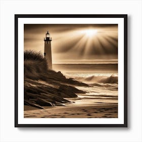 Lighthouse At Sunrise Art Print