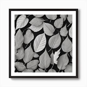 Leaves On A Black Background 1 Art Print