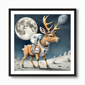 Astronaut Deer 1 Art Print