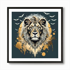 LionMinimalistic Ink Drawing Style Vanishing Point Art Print