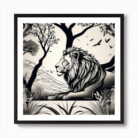 Lion In The Forest 19 Art Print