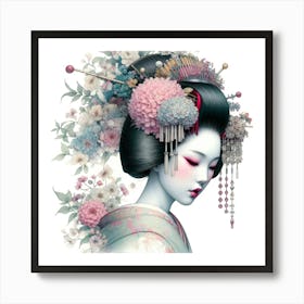 Japan Traditional Geisha Illustration By Ad 112 Art Print