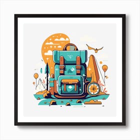 Backpack In The Mountains Art Print