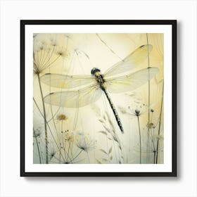 Dragonfly on a flower 2 Art Print