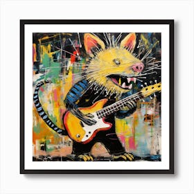 Rat Playing Guitar Art Print