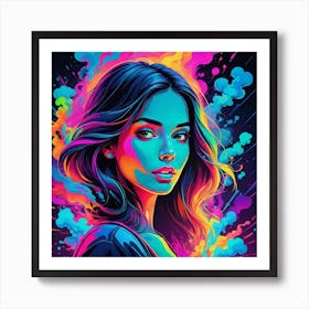 Girl With Colorful Hair 4 Art Print