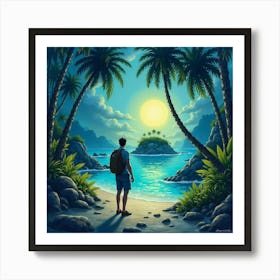 Man Looking At The Ocean Art Print