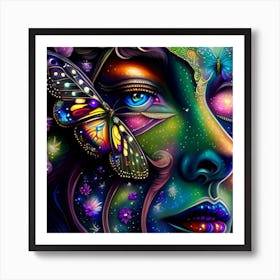 Butterfly And Flower Painting Art Print