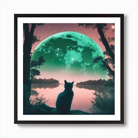 Catly For The Moon Art Print