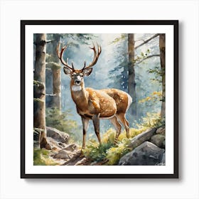 Deer In The Woods 81 Art Print