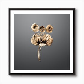 Gold Botanical Bowie's Oxalis on Soft Gray n.0079 Art Print