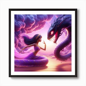 Princess And A Dragon Art Print
