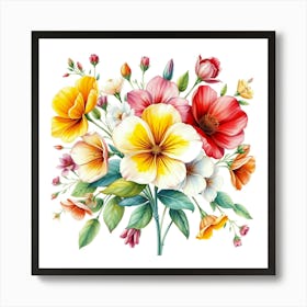 Watercolor Flowers Bouquet 3 Art Print