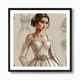 Wedding Dress Drawing 1 Art Print